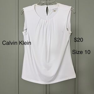 Calvin Klein White Sleeveless Blouse